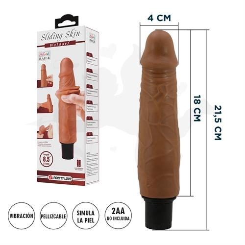 Vibrador color piel deslizante realista, vibraciones de varias velocidades y material TPR